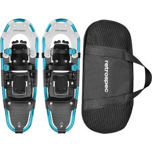 Retrospec Drifter Snowshoes for Women & Men - Lightweight Aluminum Frame Snow Shoes with Double Ratchet Binding System, Heel Lifts & Carry Bag for All Terrain Hiking & Winter Sports (30", Ice Cap)