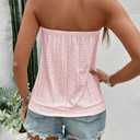 ZAFUL Women Satin Strapless Tube Tops Side Split Sleeveless Backless Bandeau Top Going Out Bustier Tops Silk Tank Top (Pink, M)