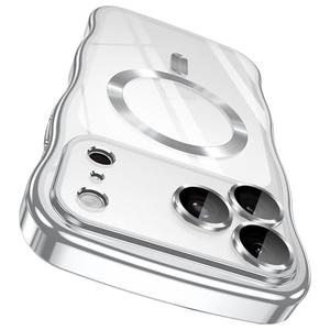 GVIEWIN for iPhone 17 Pro Max Case [Compatible with MagSafe][Upgraded Full Camera Protection][Cute Wave Frame] Glossy Slim Shockproof Protective Magnetic Phone Case for 17 Pro Max 6.9'', Clear/Silver