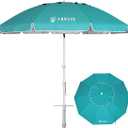 AMMSUN 8 Feet Large Beach Umbrella with Sand Anchor Heavy Duty High Wind Portable Outdoor Umbrellas UV 50+ Protection Air Vent Tilt Patio Garden Pool, Teal
