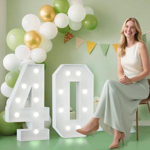 JoyMuse 2.3FT 40 Marquee Numbers, 40 Light up Numbers 40th Birthday Decorations for Birthday Party Anniversary Backdrop