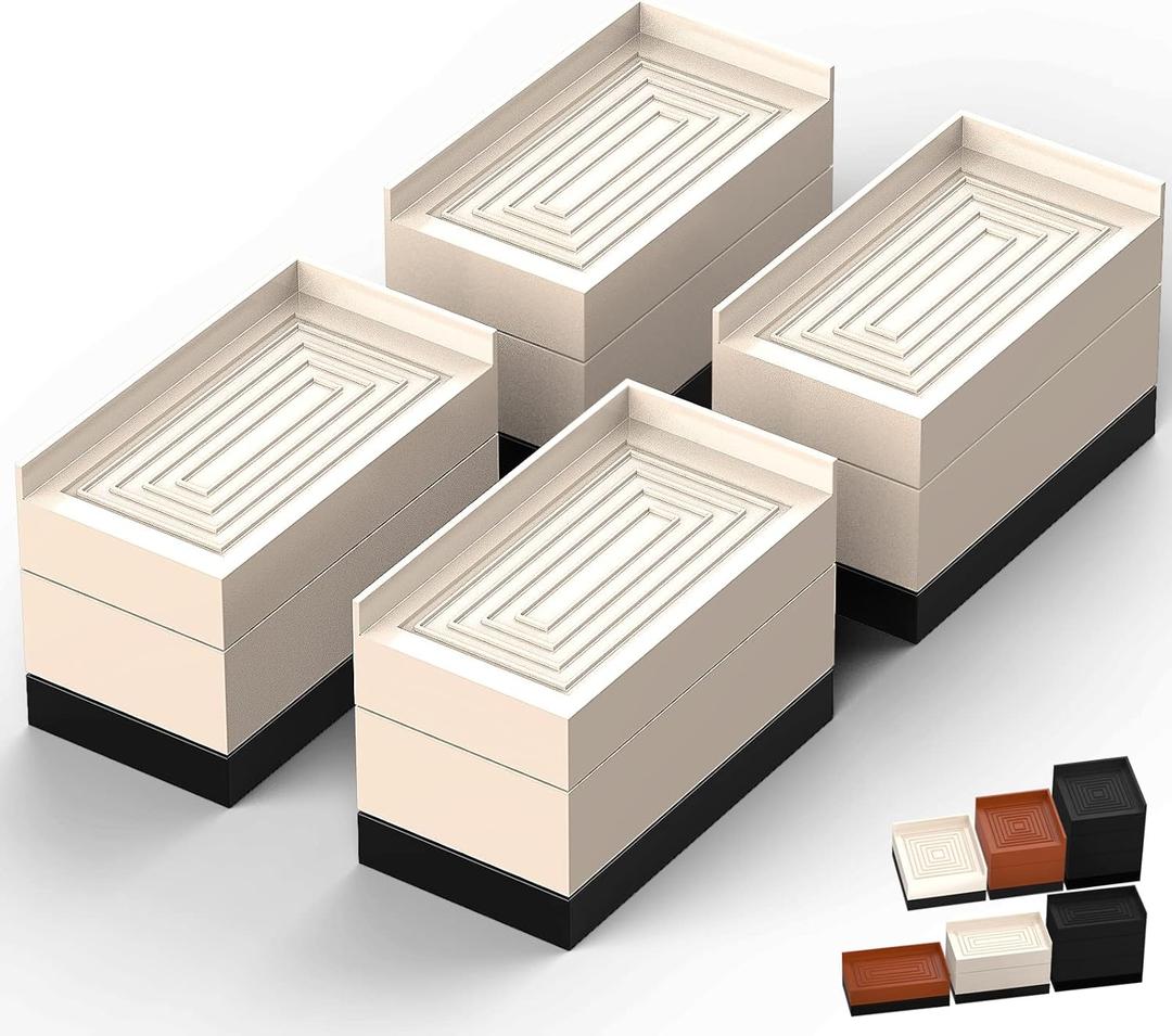Furniture Risers, Tclouda Bed/Sofa/Desk/Table/Chair Leg/Fridge Lifts to 1.5, 3 and 4 in, Rectangle Adjustable Risers Blocks for Extenders, Heavy Duty Supports Up to 1300 Lbs, 3 in-Apricot-Rectangle