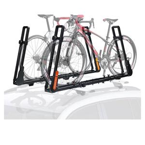 TOOENJOY Rooftop Bike Rack for Car SUV, Upright Roof Mount Bicycle Rack with 2 Arms for Movable Crossbar, 2 Bike Carrier
