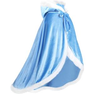 Girls Dress Up Hodded Cape Toddler Costume for Princess Cloaks (10-11 Years, Blue)