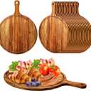 Nuenen 30 Pcs Round Wood Cutting Board with Handle Acacia Bamboo Wooden Serving Kitchen Chopping Boards for Pizza, Bread, Cheese, Charcuterie, Fruit, Vegetables (Acacia), Approx. 15.4 X 11.4 X 0.6 Inches