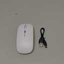 Rechargeable Wireless Mouse, LED Bluetooth Wireless Mouse for iPad, Slim Portable Computer Mice with USB Receiver, BT5.4 and 2.4G Dual Connection, Quiet Silent for Laptop/Notebook/pc/iPad/Chromebook (White)