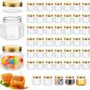 Dandat 50 Pcs 3 oz Hexagon Plastic Jars with Lids Mini Small Wide Mouth Honey Jars for Party Wedding Favors, Baby Shower, DIY Gift, Spice, Jelly, Herb, Jams, Candy(Gold)