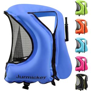 Snorkel Vest for Adults, Inflatable Snorkeling Vest for Men & Women, Portable Swim Jacket & Buoyancy Vest for Snorkeling, Swimming, Kayaking, Boating (deepblue)