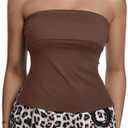 REORIA Butsmooth® Double Lined Tube Top Women's Strapless Backless Sleeveless Bandeau Tops, XL, Brown