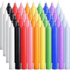 Viyffo 40 Pack Taper Chime Candles, 4 Inch Mini Unscented Dripless Candles, 1.5 Hour Burn Time, 10 Colors for Rituals, Meditation, Prayer, Wicca & Pagan Spells, Home Dcor