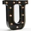 OYCBUZO Light Up Black Alphabet Marquee Letters Sign LED Marquee Number Lights Sign for Night Light Home Bar Christmas Lamp Birthday Party Wedding Decoration U