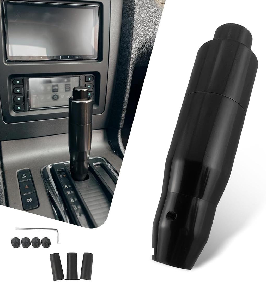 1 PC Car Automatic Shift Lever with Adapter, 1.37" x 5.7" Easy Control Smooth Easy Grip Alloy Shift Knob, Modified Decorative Accessories for Automatic Transmission Cars (Black)