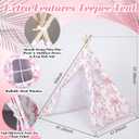 Silipull Floral Bow Teepee Tent Indoor Play Tent Coquette Playhouse Foldable Teepee for Indoor Reading Nook Room Decor Floral Bow