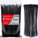 Zip Ties 8 inch (100 Pack), 40lbs Tensile Strength, Black Cable Ties, Wire Ties for indoor and outdoor use, by Skalon