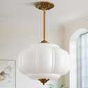 15in Milk Glass Schoolhouse Light Fixture Large, Bulb Included
Semi Flush Mouted Pendant Lighting for Kitchen Island Dining Room Hallway Entryway Bedroom Antique Gold and White 1 Pack