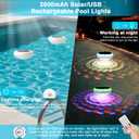 Solar Pool Lights(1 PCS), 2600mAh USB Rechargeable Floating Pool Lights, 6.7" IP68 Waterproof Solar Floating Light with Remote, RGB 13 Colors Upper and Lower Glow Hangable Light for Path, Hot Tubs