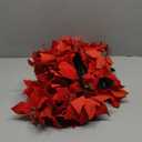 8 Pack 7 Heads Christmas Artificial Poinsettia Flowers Faux Bush Bouquets Silk Poinsettia Christmas Tree Ornaments Poinsettia Flower Arrangement for Xmas Holiday Decor(Golden Red)