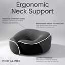 Proglobe Travel Neck Pillow 100% Memory Foam Airplane & Car Travel Essentials Kit with 3D Eye Mask, Earplugs & Mesh Bag Sleeping Support Pillow for Adults (Dark Grey)