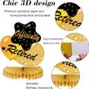 HOWAF 9 Pieces Retirement Party Decorations Black Gold Retirement Honeycomb Centerpieces Happy Retirement Table Decorations Table Centerpieces for Men and Women Retirement Party Supplies