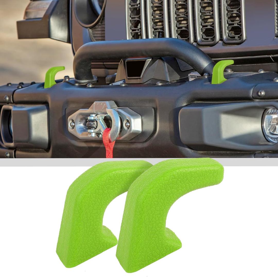 JWWY Bumper Tow Hook Covers Tow Trailer Hitch Receiver Cover Towing Hitch Rubber Sleeve Protector Cover Trim Fit for 2007-2026 Jeep Wrangler JL Gladiator JT 4XE JK Exterior Accessories 2pcs Green