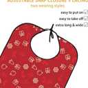 2 x Pafusen Stocking Stuffers for Adults Men Women, Adult Bibs for Men Women, Reusable Adult Bibs for Eating with Optional Crumb Catcher, Waterproof Washable Dining Clothing Protector (Red)