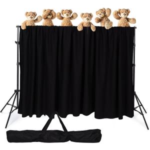 Classroom Puppet Stage, Puppet Show Theater with 2 Tripods, Cross Bar, Curtain and Carrying Bag, Portable Stage Suitable for School, Churches, and Family Shows 118 in