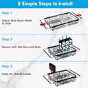 Expandable Stainless Steel Dish Drying Rack Over The Sink For Small Kitchen, Counter Space Saving Compact Black Metal Plate Drain Strainer, Adjustable Hanging In Sink Rust Proof Wire Dryer Holder
