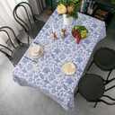 Pioggia Vinyl Tablecloth with Flannel Backed Waterproof Oil-Proof PVC Table Cloth Wipeable Spill-Proof Plastic Table Cover for Indoor and Outdoor(Flower, 60 x 84 Inch Rectangle)