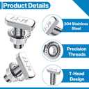 20 PCS T Slot Bolts, M8x20mm T-Slot Bolts 304 Stainless Steel A2-70 with Hexagon Flange Nuts, for Aluminum Extrusion Profile Photovoltaic Solar Mounting