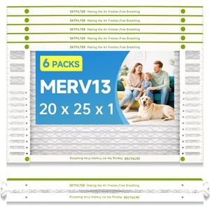 20x25x1 AC Furnace Air Filter MERV 13 Comparable with HVAC Air Condition cabin Vent Fan 19.49 x 24.49 x 0.75 6 Packs