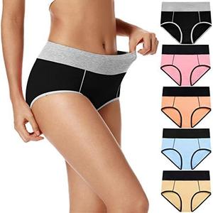 POKARLA Womens Cotton Underwear High Waist Full Coverage Briefs Soft Breathable Postpartum Panties Stretch Underpants, 5 Piece, M