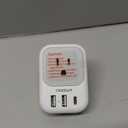 India Plug Adapte, TESSAN Type D Travel Adapter with 4 Outlets 3 USB Charger (1 USB C Port), US to Indian Outlet Adaptor for USA to Bangladesh, India, Kuwait, Maldives