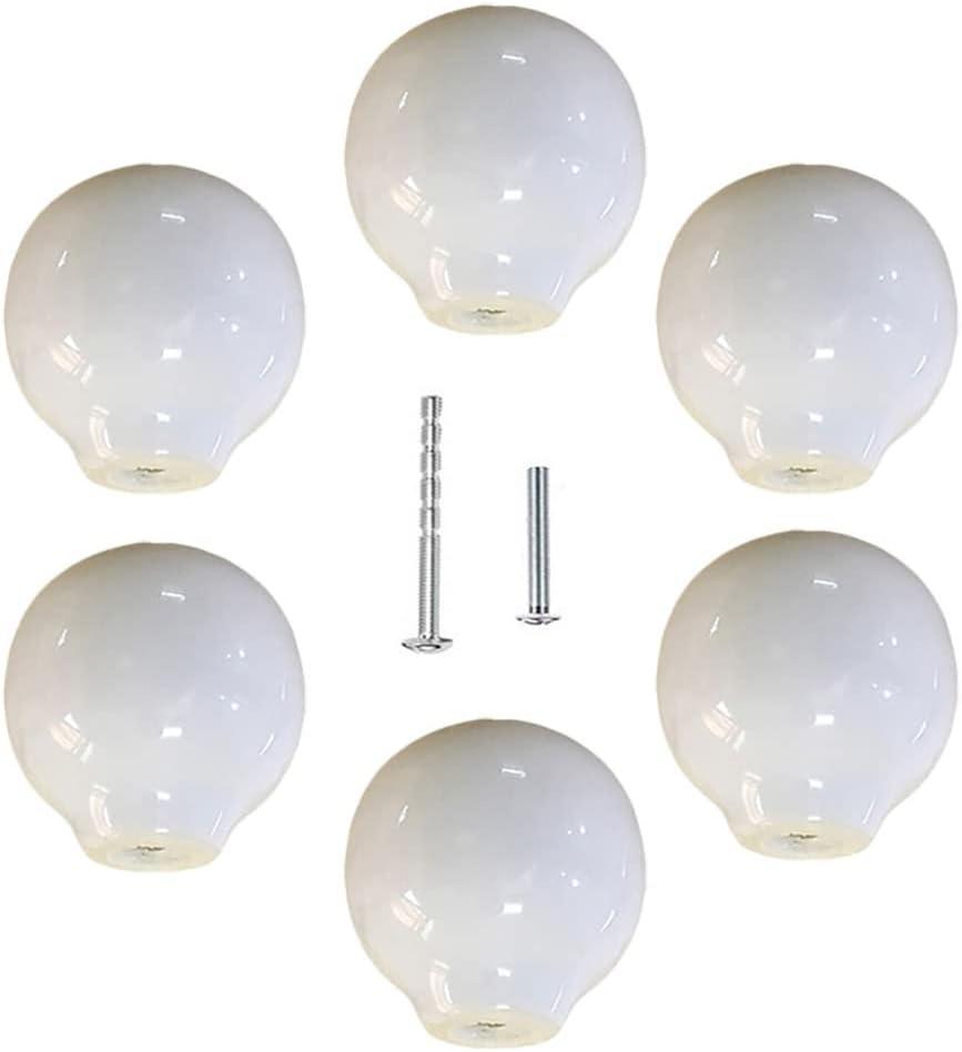 6Pcs White-Round-Drawer-Knobs, Ball-Ceramic-Cabinet-Pulls, Spherical-Dresser-Cupboard-Handles, Home-DIY-Hardware-Knobs with Screws