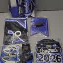 Blue Graduation Decorations 2026 Class of 2026 Backdrop Banner - Includes Hanging Swirls, Honeycomb Centerpieces, Congrats Grad Bunting, Balloons - High School College Grad Party Supplies
