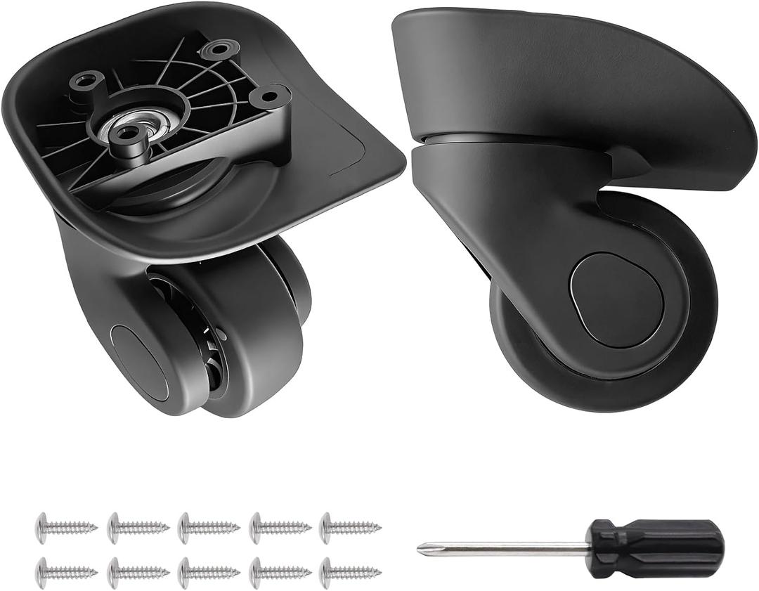 Luggage Wheels Replacement 2 Pack Heavy-Duty Suitcase Wheels with 4 Screw Holes,360° Smooth Rolling Spinner Casters for Luggage Repair(FW061)
