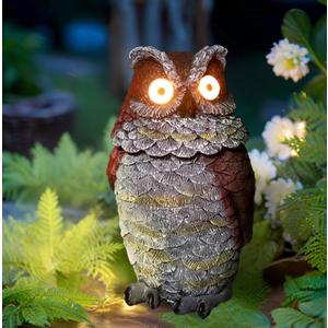 LED Solar Nodding owl Light, Outdoor Atmosphere Decoration Light, Cute Resin Moving owl Courtyard Landscape lamp.
