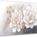 Flower Wall Art for Bedroom, Peony Canvas Wall Decor for Living Room, Black White and Gold Picture Print, Size 40x20 Inches