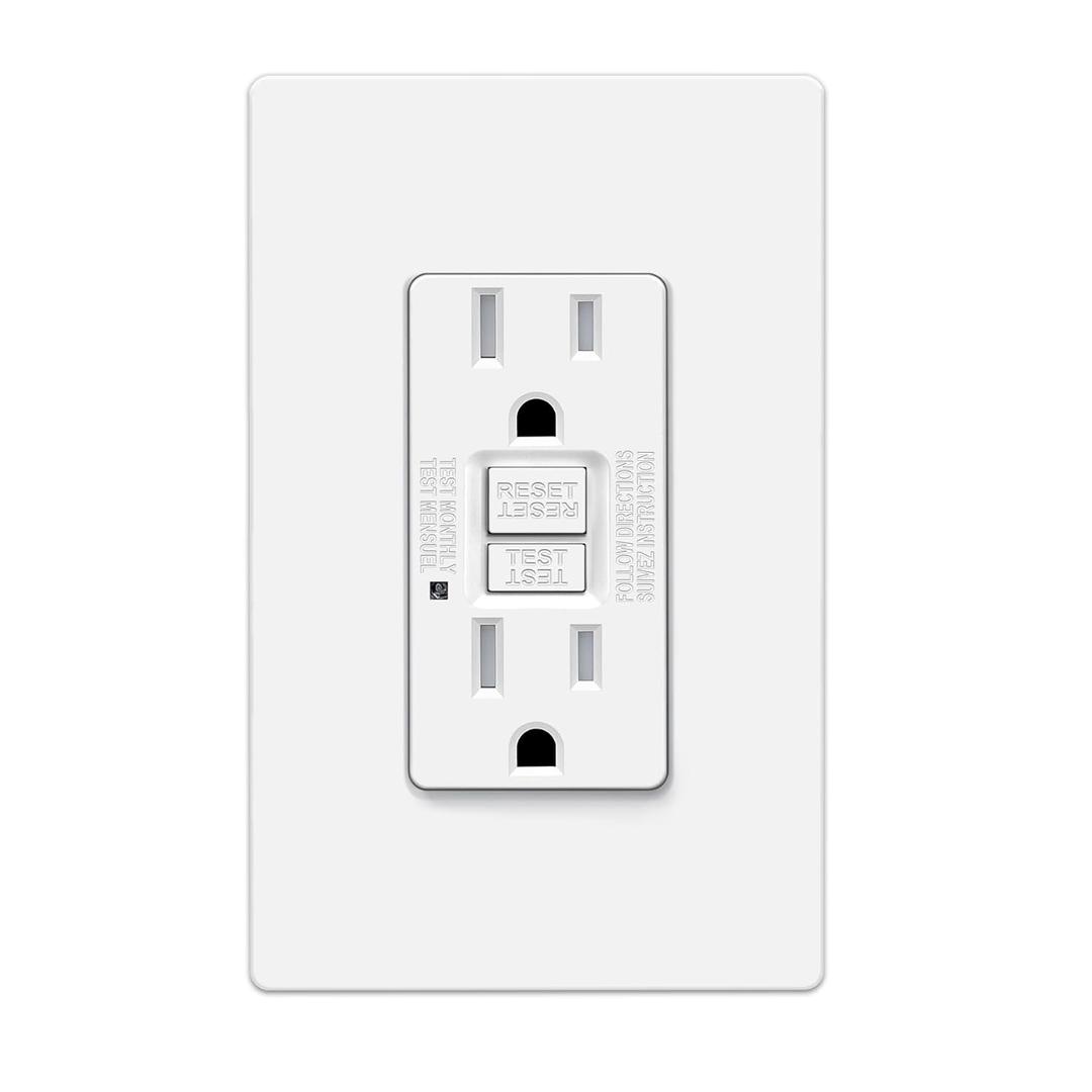 ELECTECK 10 Pack GFCI Outlets 15 Amp, Tamper Resistant (TR), SelfTest GFI Receptacles with LED Indicator, Ground Fault Circuit Interrupter, Decor Wallplate Included, UL Listed, White