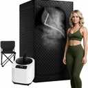 Upgraded Sauna Box, Portable Sauna for Home, Infrared Sauna for Relaxation, Portable Sauna with Upgraded 3L 1200W Steamer, Folding Chair, Black