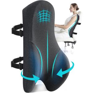 Teemour High Back Support Pillow for Office Chair, Fully Support Back Cushion  Memory Foam Lumbar Support Pillow for Offfice Chair, Desk, Gaming Chair, Promotes Posture Pain Relief Adjustable Straps