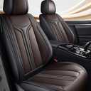 CAR SEAT Covers- 13 Piece- Breathable Leather Car Seat Cover- Universal Seat Covers for Cars- Waterproof Car Seat Protector (Black & Brown)