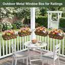24 Inch Railing Planter Box with Coco Liner, Adjustable Metal Hanging Planter, Window Box for Balcony Deck Fence, Outdoor Flower Box Black, 4 Pack