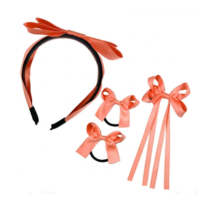 Girls School Hair Bows Set Accessories - Blue Bow Clips Headbands and Ponytail Holders Ties, Multi-styled Accessories for Toddlers Girls, Pink