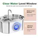 Cat Water Fountain Stainless Steel 108oz/3.2L, APAUK Automatic Pet Fountain Dog Water Dispenser with Water Level Window, Quiet Cat Fountain for Drinking, Inside with Replacement(2 Filters&2 Sponges)