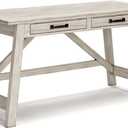 Signature Design by Ashley Carynhurst Farmhouse Large Leg Home Office Desk, 2 Storage Drawers, Vintage Bronze Hardware, Wood, 60.25" Wide, Antique White