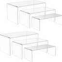 6PCS Acrylic Display Risers, 3 Sizes Clear Product Stand, Jewelry Display Riser Shelf Showcase Fixtures For Collectibles Display, Toy Figure Display