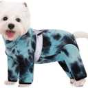 Dog Coats for Large Dogs, Polar Fleece Dog Pajamas Bodysuit, Puppy Onesies Tie Dye Jumpsuits, Dogs Warm Clothes Four-Legged, Doggie Fullbody Winter Jacket Vest (Large)