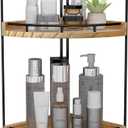 2-Tier Bathroom Counter Organizer, Wooden Corner Shelf for Vanity Countertop Skincare & Makeup, Storage and Organization for Kitchen