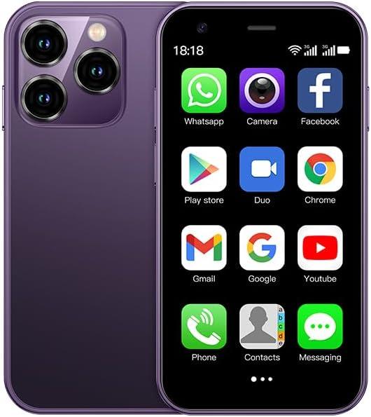 Mini Smartphone, Mini Phone Unlocked Cell Phone 3.0 Inch Android 3G Small Mobile Child Phone Quad Core 2G+16G 5.0MP Dual SIM High Definition (Lilac)