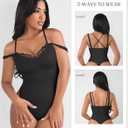 FeelinGirl V Neck Design Shapewear Bodysuit for Women Black Sleeveless Thong Body Shaper Tummy Control for Plus Size Women Black XL